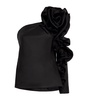 Silk Asymmetric Rosette Top