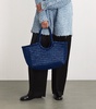 Large Leather Woven Nantucket Tote Bag