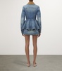 Peplum corduroy-trimmed denim jacket