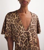 Leopard Print Short-Sleeve Midi Dress