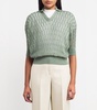 Linen-Silk Polo Top