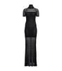 Mock-Neck Short-Sleeve Sheer Lace Gown