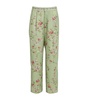 Linen Floral Wide-Leg Trousers
