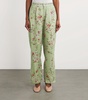 Linen Floral Wide-Leg Trousers