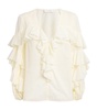 Cotton Ruffled V-Neck Blouse