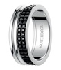 Large White Gold Quatre Black Wedding Band