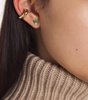 Yellow Gold, Diamond and Emerald Single Stud Earring