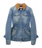 Peplum corduroy-trimmed denim jacket