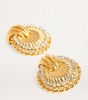 Crystal-Embellished Shell Clip-On Earrings