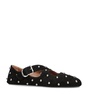 Suede Embellished Criss-Cross Ballet Flats