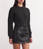 Wool-Blend Rhinestone Cable-Knit Cardigan
