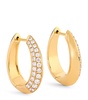 Yellow Gold and Diamond Oval Hoop Earrings