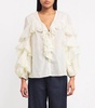 Cotton Ruffled V-Neck Blouse