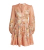 Linen Floral Mini Shirt Dress