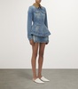 Peplum corduroy-trimmed denim jacket