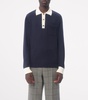 Cotton VLogo-Button Polo Sweater