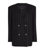 Wool-Blend Pinstripe Maron Blazer