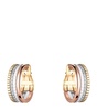 Mixed Gold and Diamond Quatre White Hoop Earrings