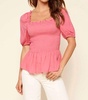 bento smocked ruffle top in pink