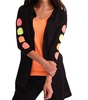 polkadot 3/4 sleeve cardigan in black/neon