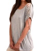 stone wash cut out beaded top in slate