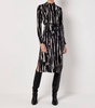 print knit dress belted in black/gray