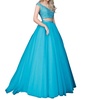 v-neck beaded prom dress in turquoise
