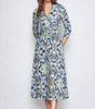 kiara matte jersey midi dress in blue multi