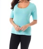 short sleeve scoop neck top in aqua