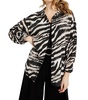 animal-print button closure shirt in beige/multi