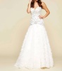 ruffled rhinestone embellished gown in ivory