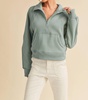 funnel neck half zip sweater in sage
