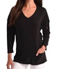cut-out sleeve pocket top in black