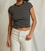 julia crop top in true black/natural stripe