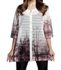 textured graphic long cardigan in white/taupe