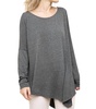 asymmetric long sleeve top in charcoal
