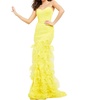 off the shoulder prom dress in yellow