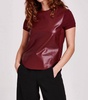 elaina vino pleather top in red