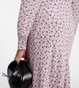 Floral lace-trimmed silk midi dress