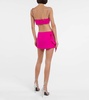 Heart crystal-embellished wool crop top