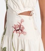 Otoño Orquidea embroidered linen midi dress