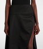 Asymmetric wool midi skirt