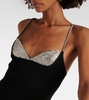 Crystal-embellished side-slit gown