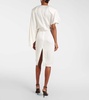 Asymmetric crêpe satin midi dress