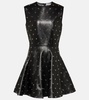 Studded A-line leather minidress