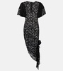 Asymmetric lace midi dress