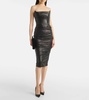 Ruched leather midi dress