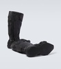 Biker embossed leather knee-high boots