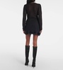 Feather-trimmed knitted miniskirt