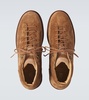 Corduroy-trimmed leather lace-up boots